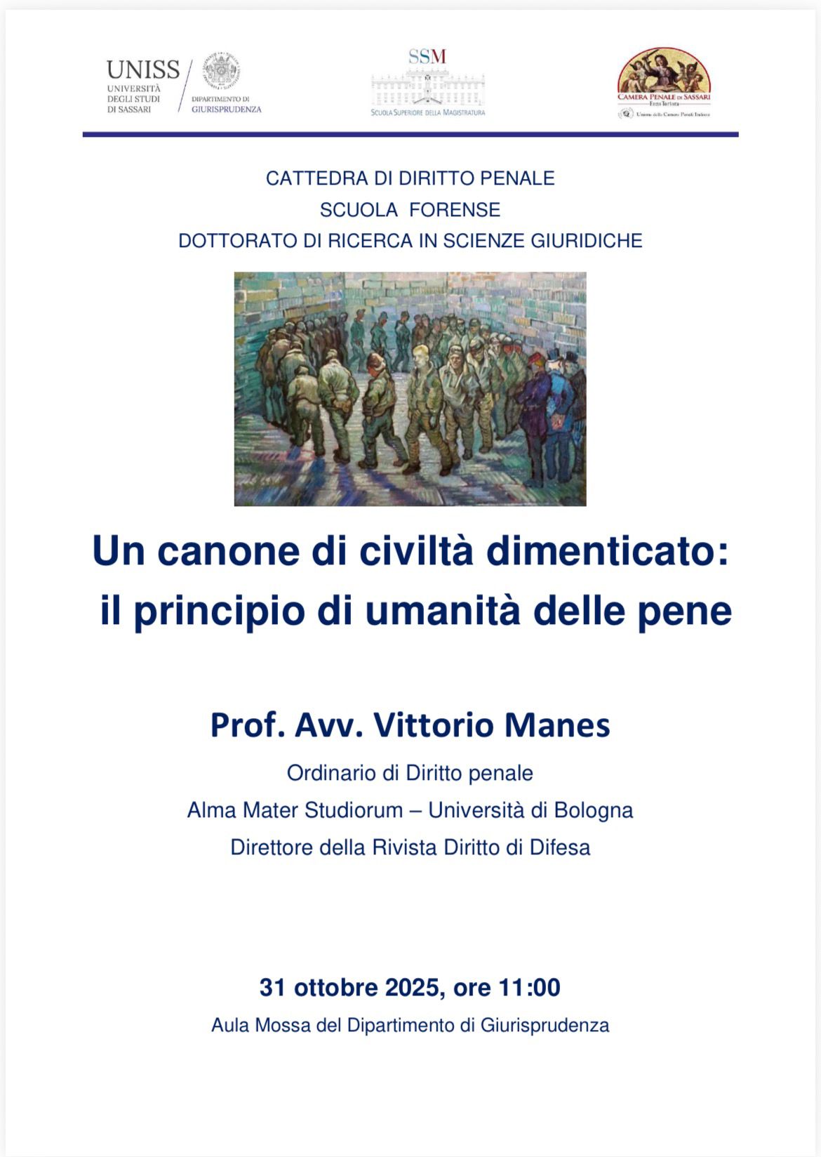 Un canone di civiltà dimenticato. Il principio di umanità delle pene, 31 ottobre 2025