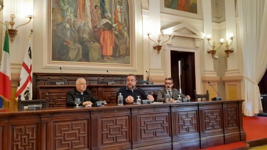 Conferenza stampa presentazione Uniss 462: da sinistra Gianfranco Saba, Gavino Mariotti e Giovanni Maria Soro