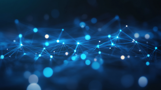 Immagine di connessioni di luce blu su sfondo nero