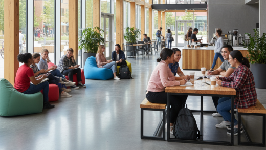 Studenti in una sala student hub