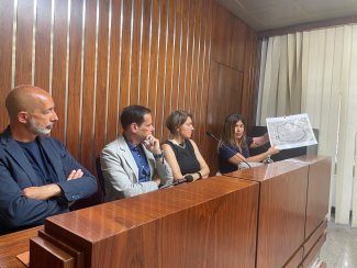 Conferenza stampa congiunta Uniss Soprintendenza_Da sx Simone Loddo, Andrea Piana, Isabella Fera, Nadia Canu