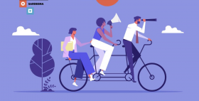 tre figure di persone su una bicicletta che sono nella ricerca