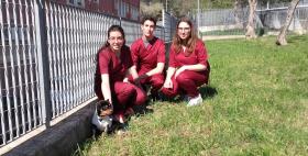 Il cane Fuego con Ludovica, Benedetta e Filippo, studenti di Medicina veterinaria Uniss Il cane Fuego con Ludovica, Benedetta e Filippo, studenti di Medicina veterinaria Uniss